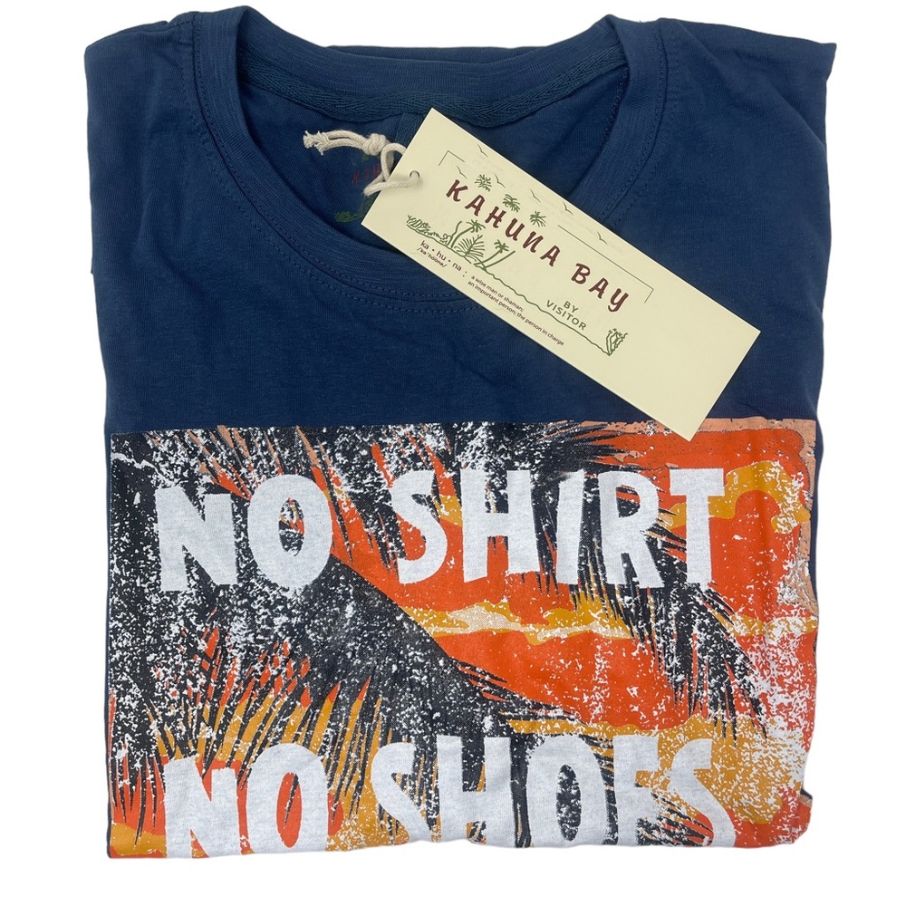 Kahuna Bay Men's Shirt Large New Vacation No Shirt No Shoes No Problem e1